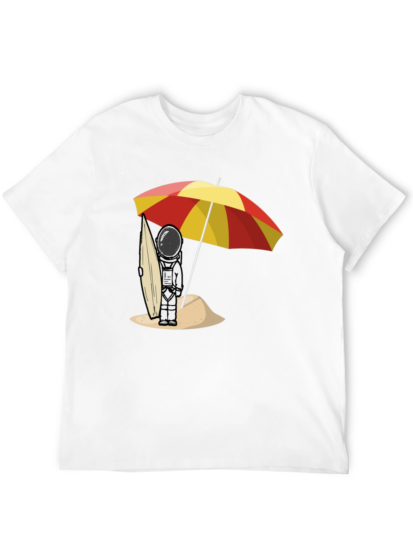 Astronaut Beach T-Shirt - Relaxed Fit Black Cotton Tee