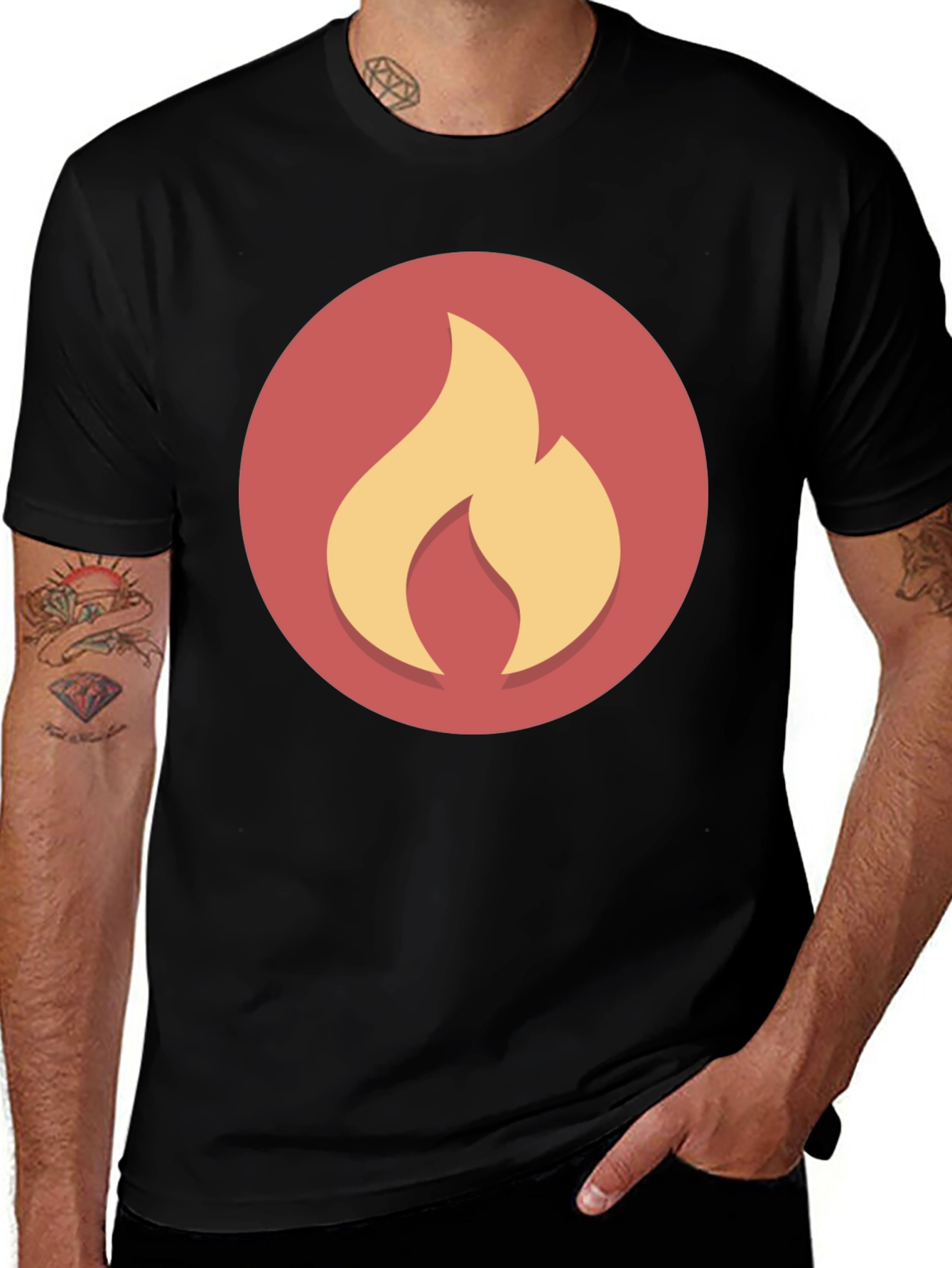 Flame Graphic Black Tee - Casual Style
