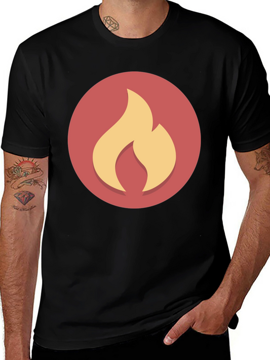 Flame Graphic Black Tee - Casual Style