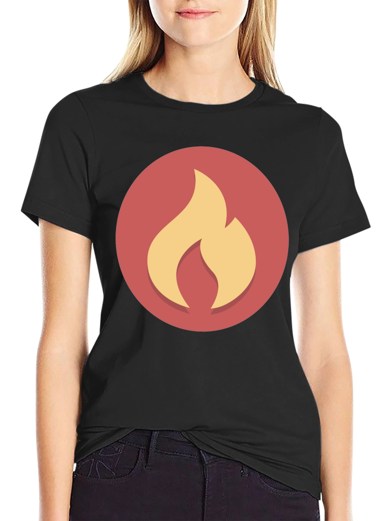 Flame Graphic Black Tee - Casual Style