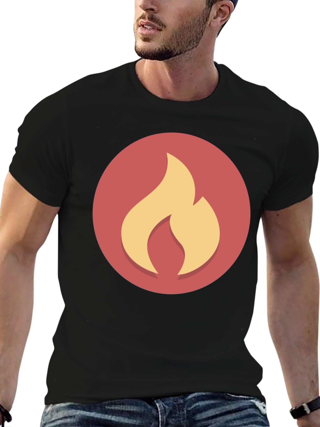 Flame Graphic Black Tee - Casual Style