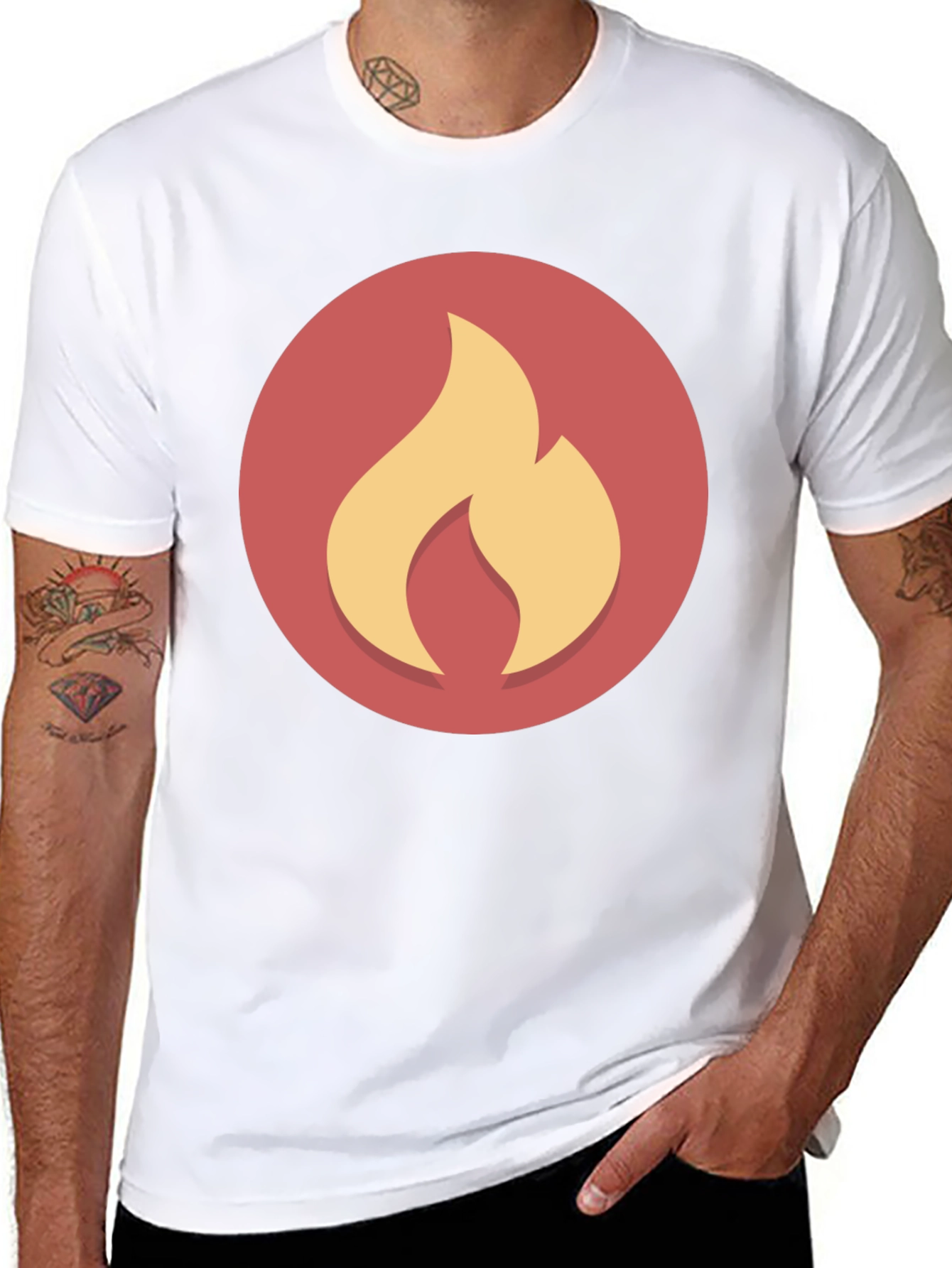 Flame Graphic Black Tee - Casual Style