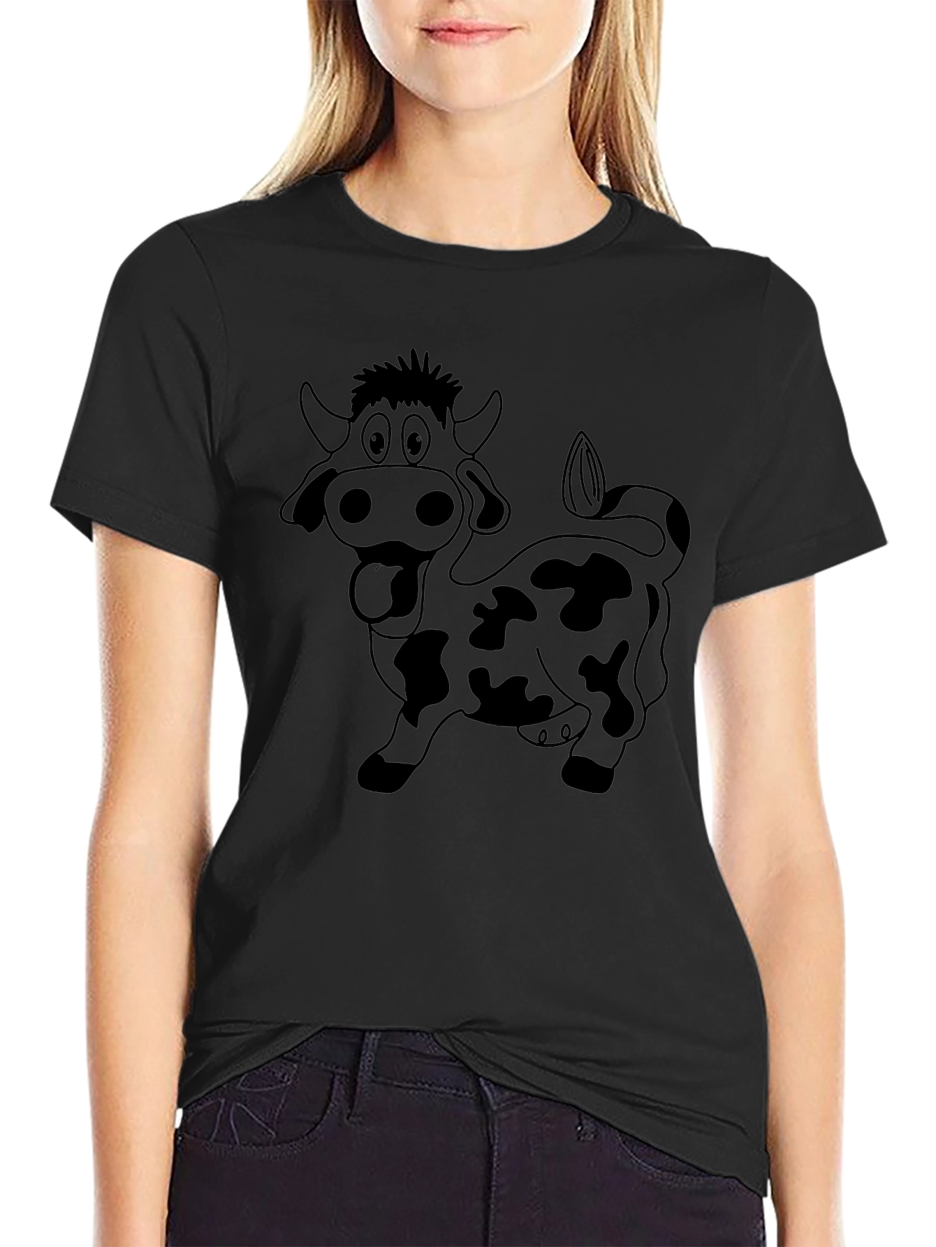 Funny Cow Graphic T-Shirt - Black Cotton Tee