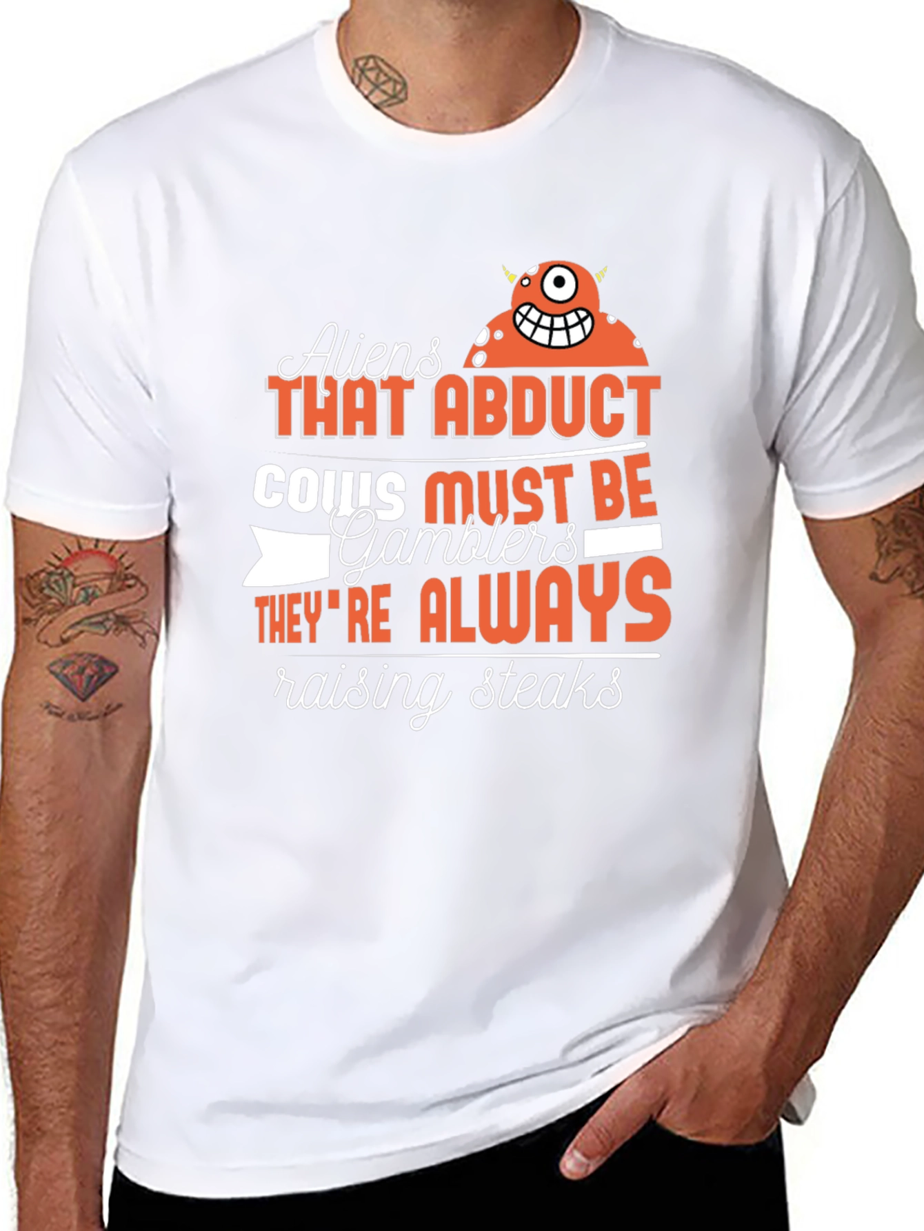 Aliens Abduct Cows Gamblers T-Shirt