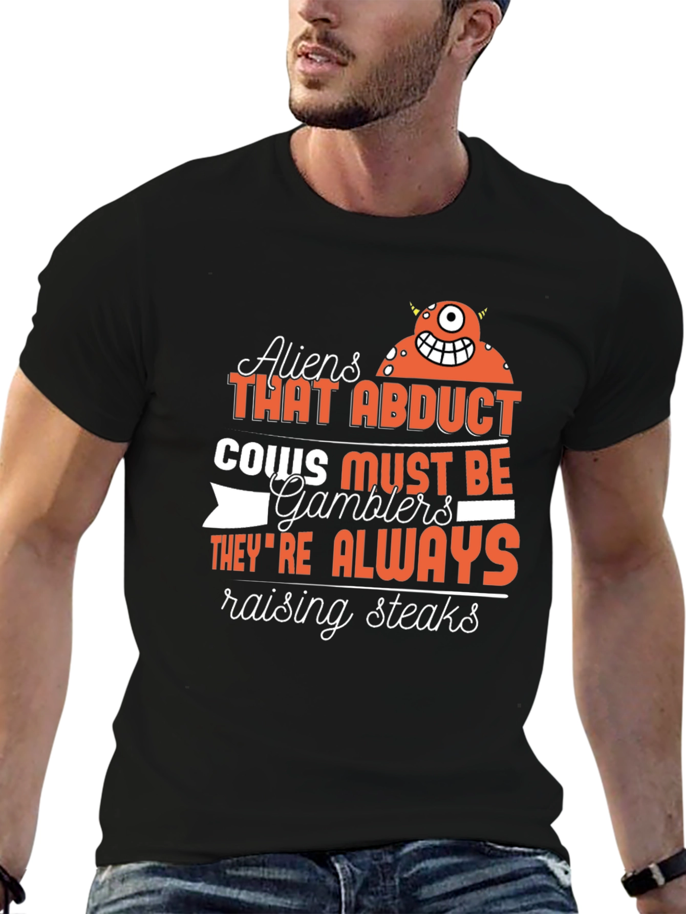 Aliens Abduct Cows Gamblers T-Shirt