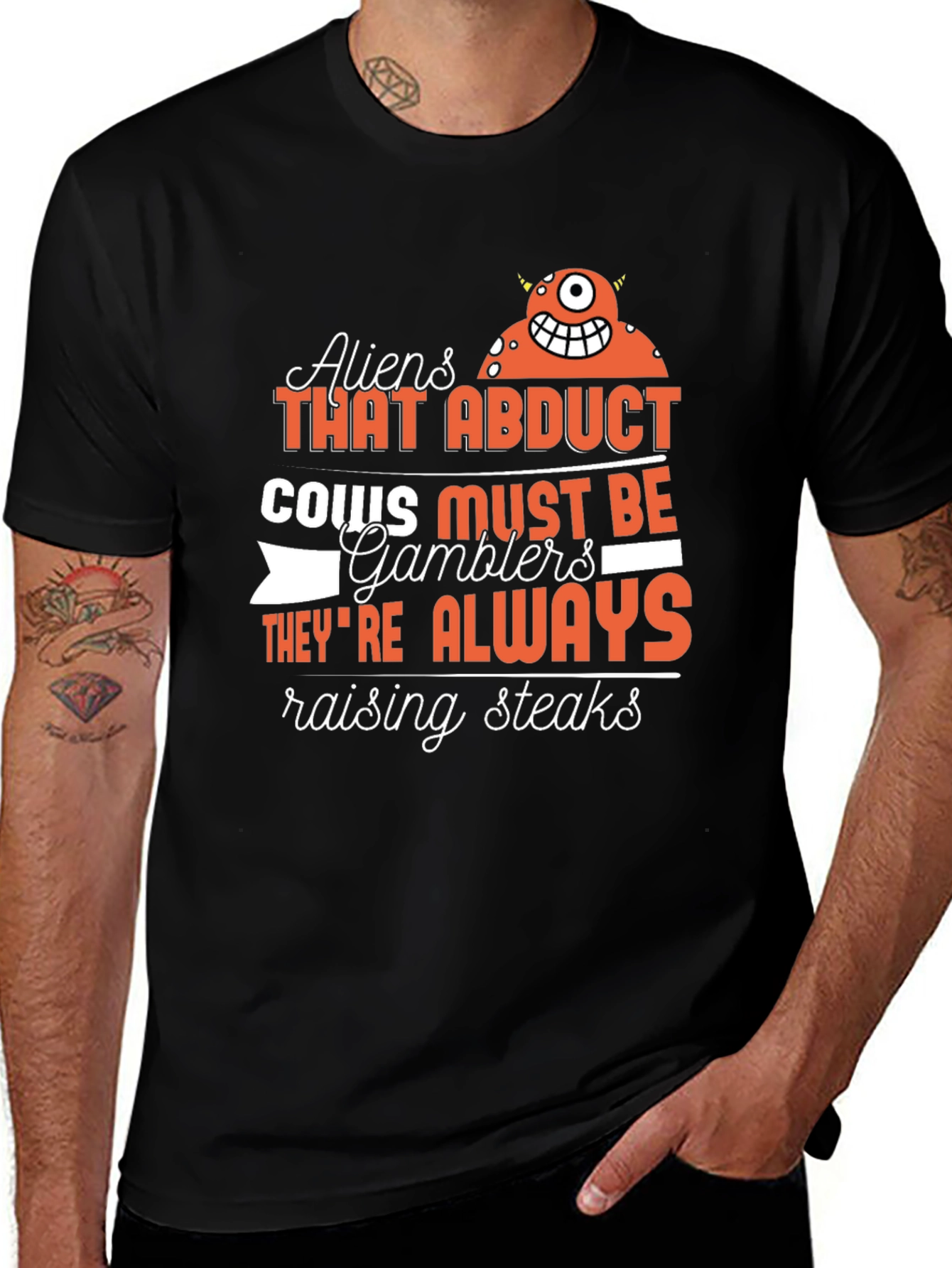 Aliens Abduct Cows Gamblers T-Shirt