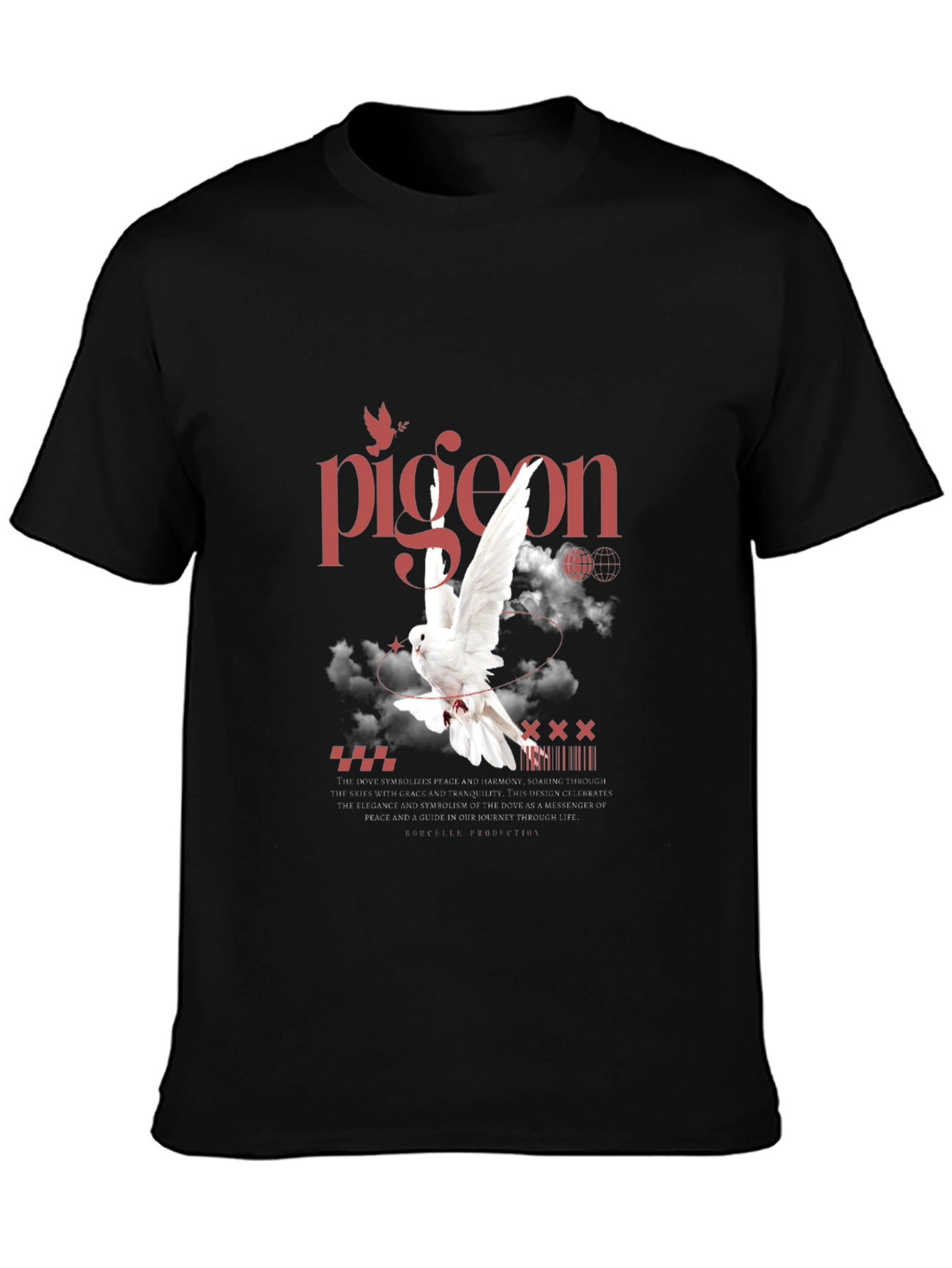 Pigeon Graphic Print T-Shirt - Peace & Tranquility