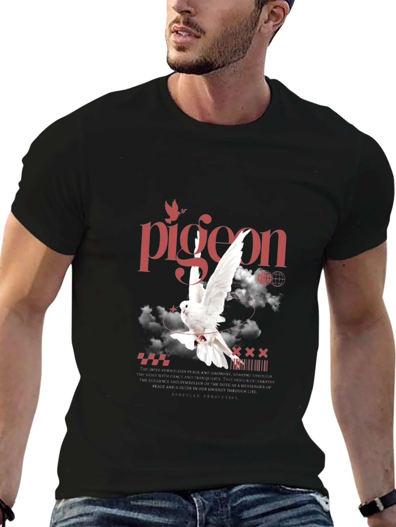 Pigeon Graphic Print T-Shirt - Peace & Tranquility