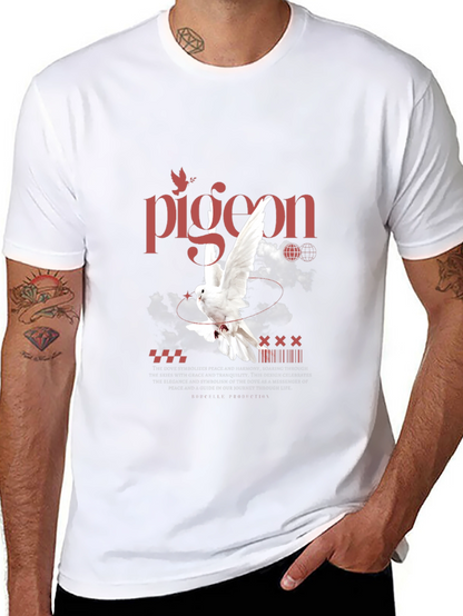 Pigeon Graphic Print T-Shirt - Peace & Tranquility