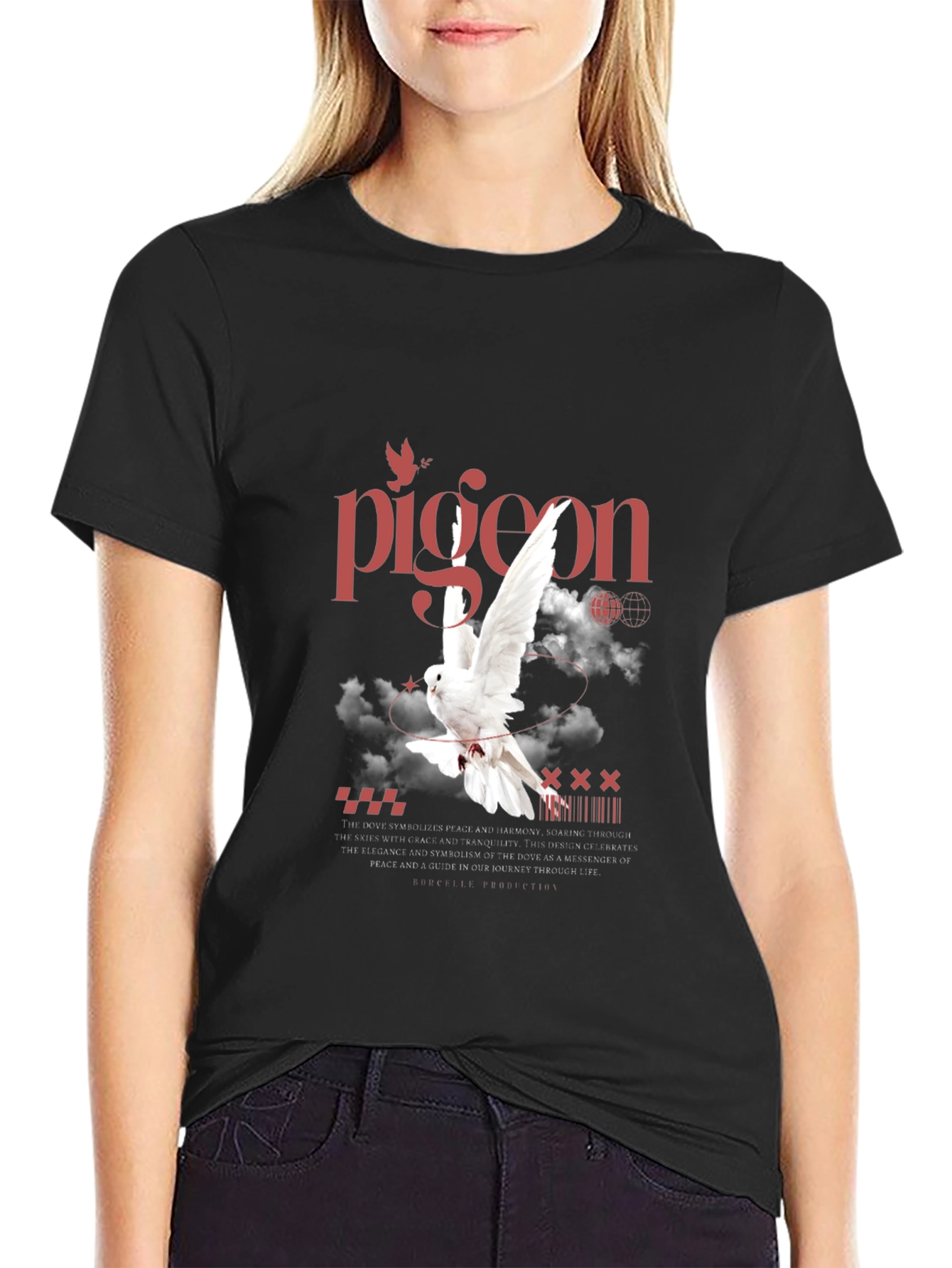 Pigeon Graphic Print T-Shirt - Peace & Tranquility