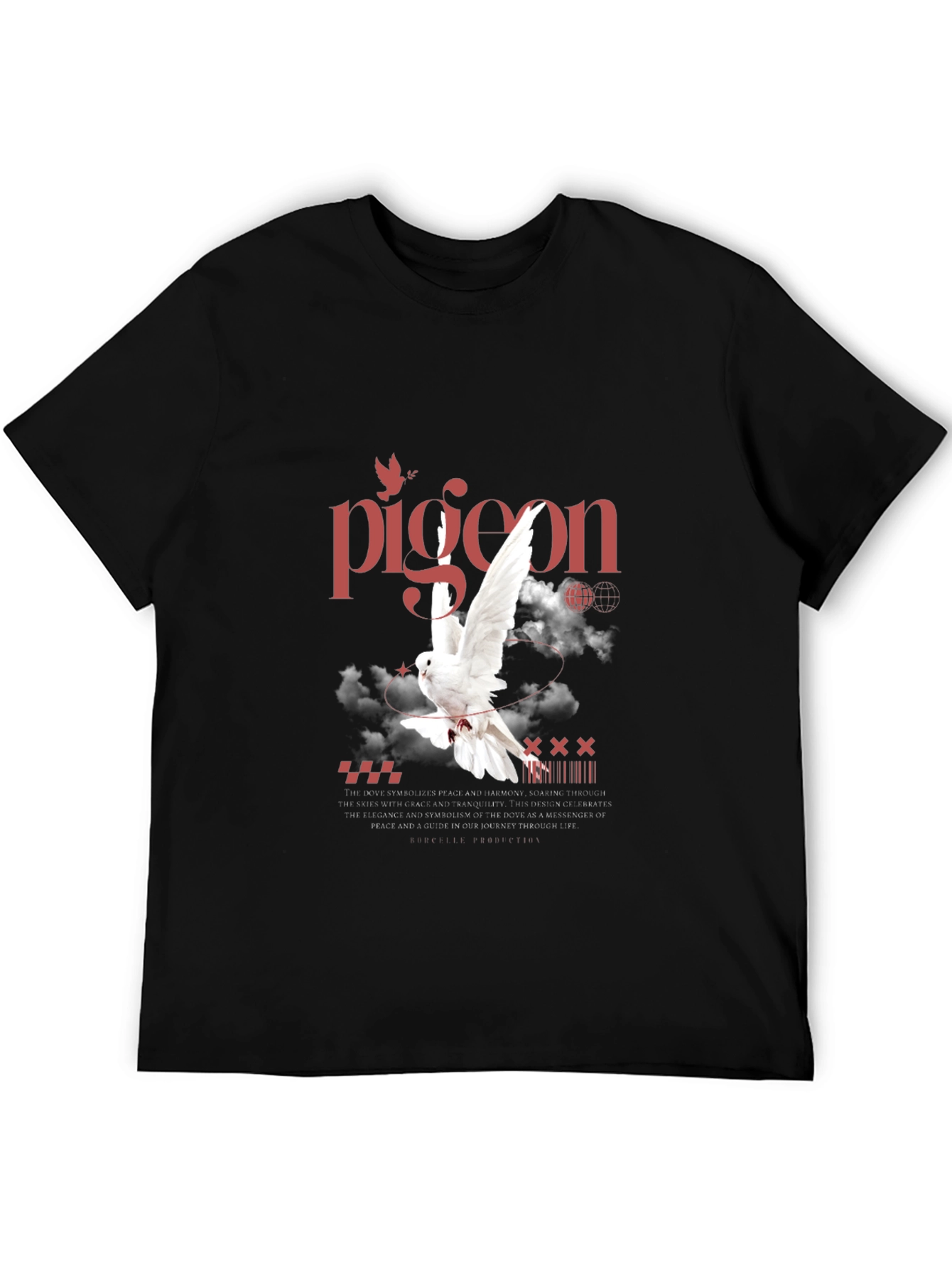 Pigeon Graphic Print T-Shirt - Peace & Tranquility