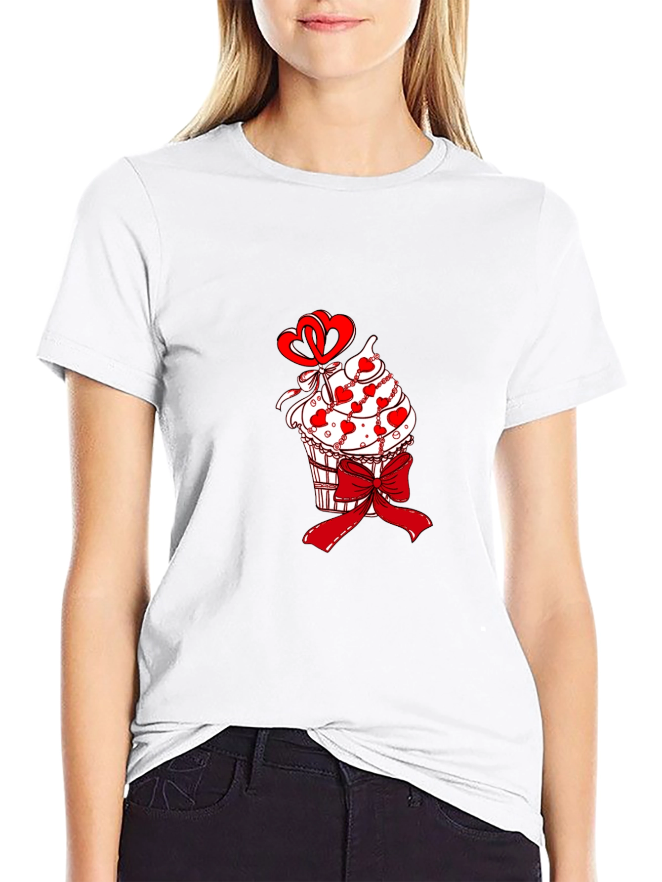 Cupcake Heart Bow Valentines T-Shirt