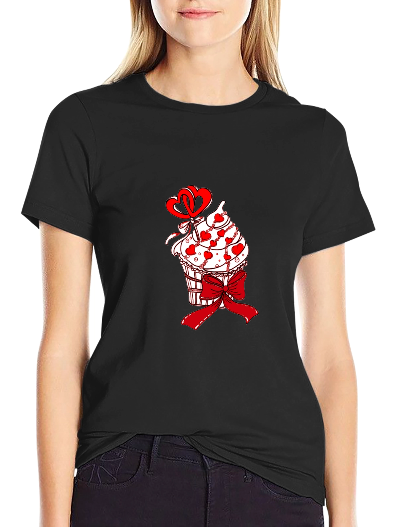 Cupcake Heart Bow Valentines T-Shirt