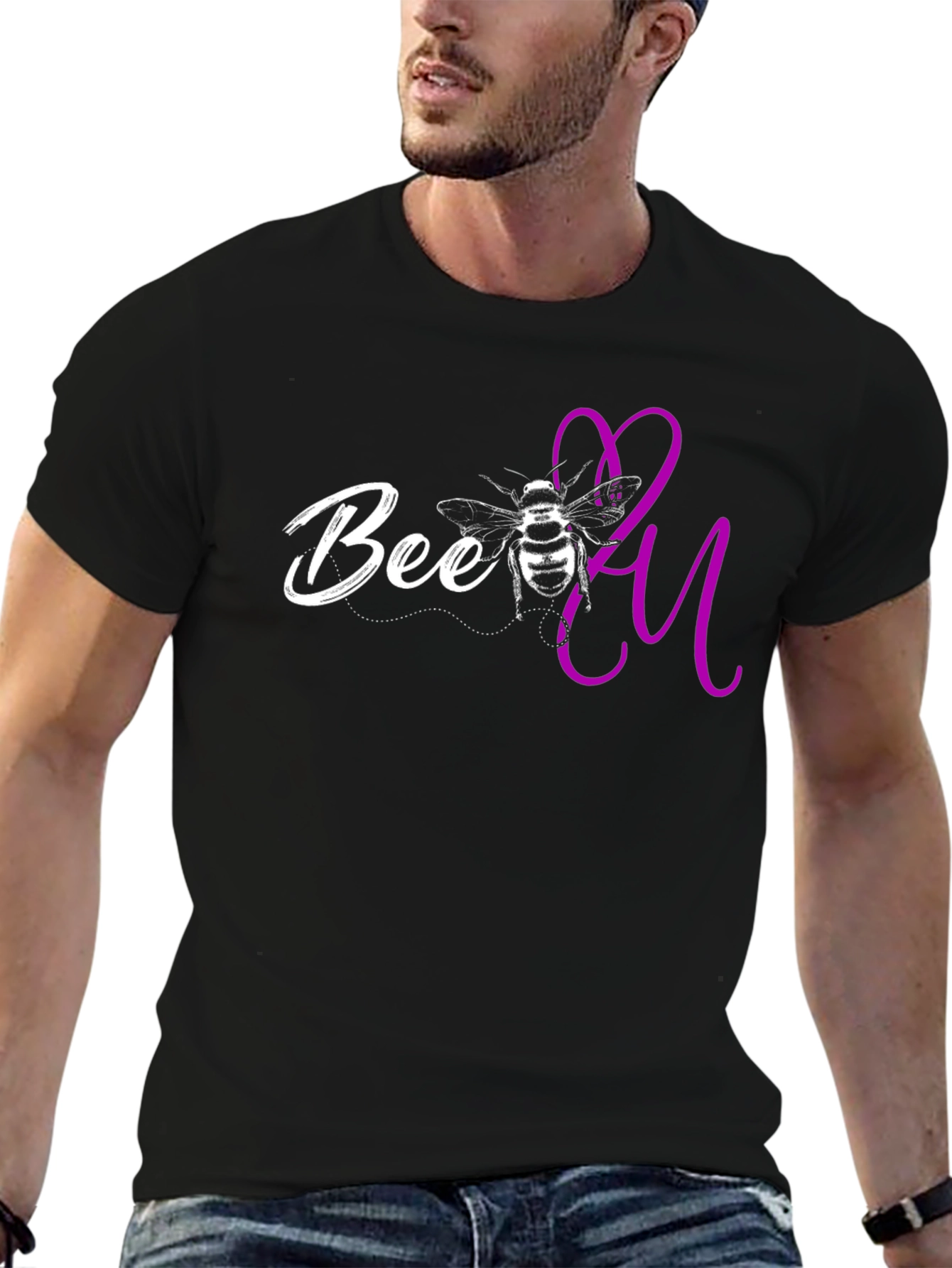 Bee You Graphic T-Shirt - Black Casual Tee