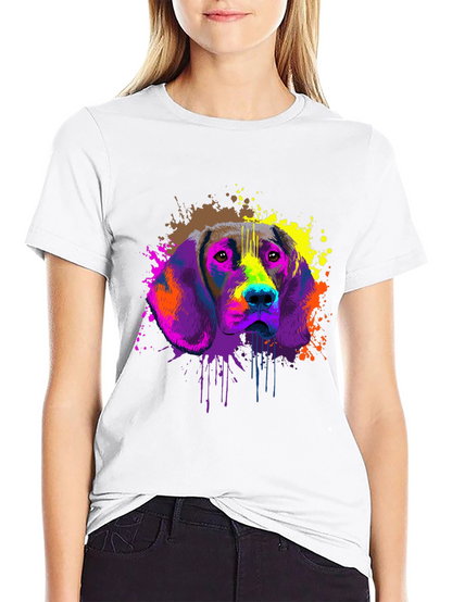 Colorful Dog Graphic T-Shirt