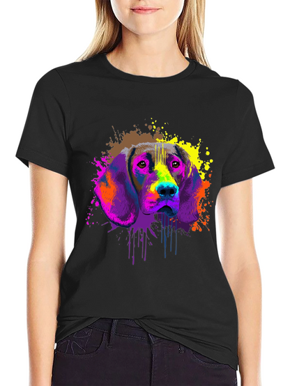 Colorful Dog Graphic T-Shirt