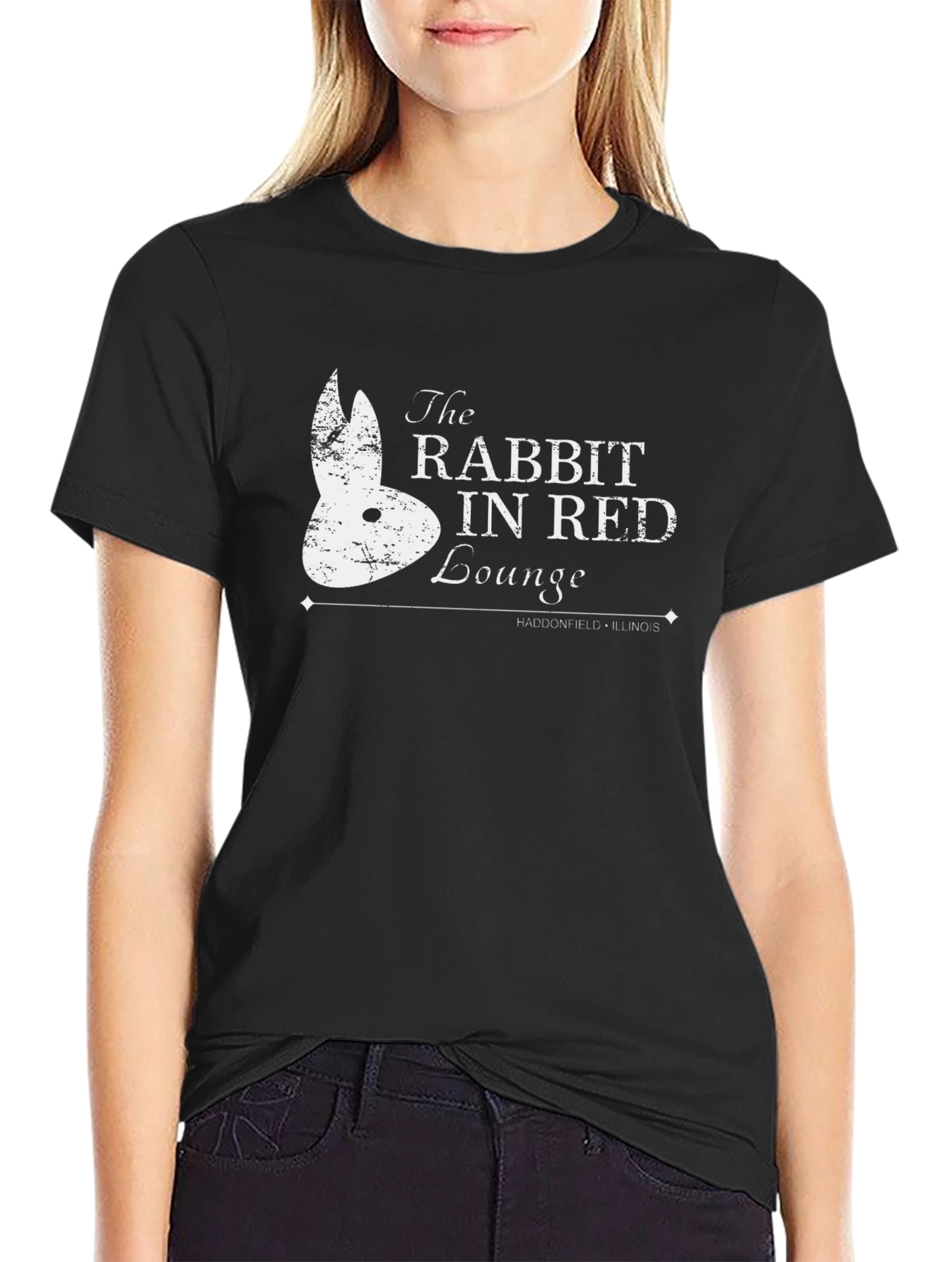 Rabbit In Red Lounge T-Shirt - Haddonfield Illinois