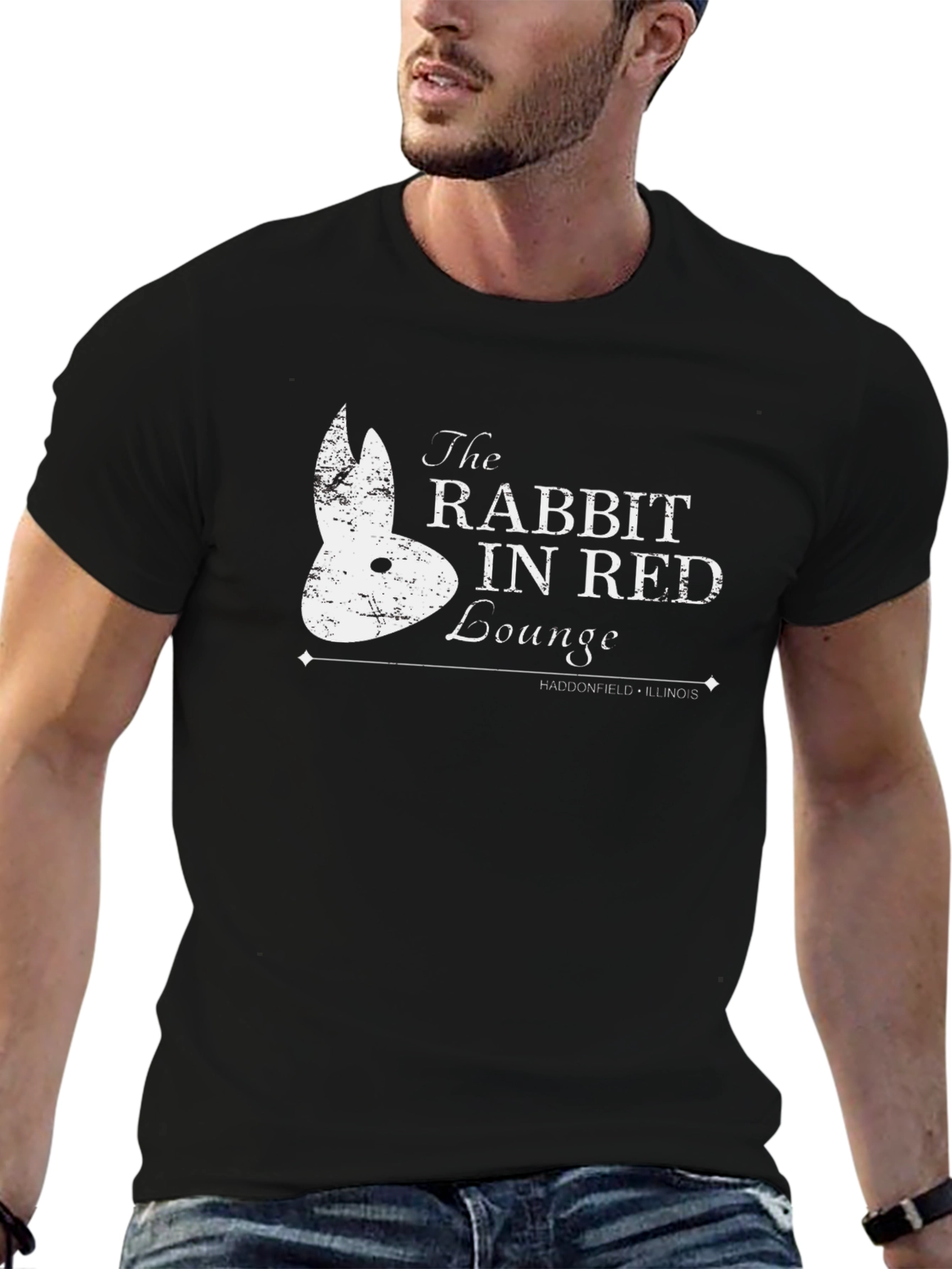 Rabbit In Red Lounge T-Shirt - Haddonfield Illinois