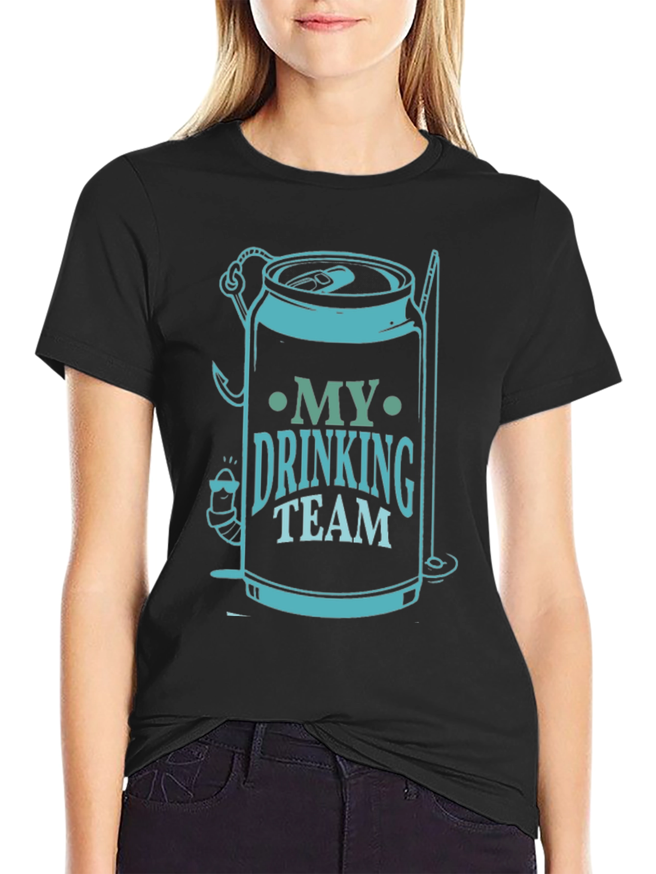 My Drinking Team Black Graphic T-Shirt