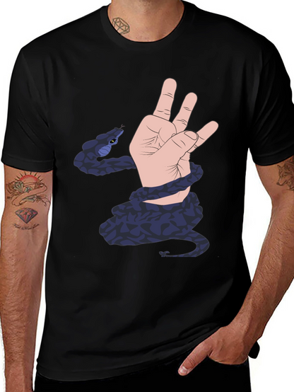 Snake Hand Graphic Black T-Shirt