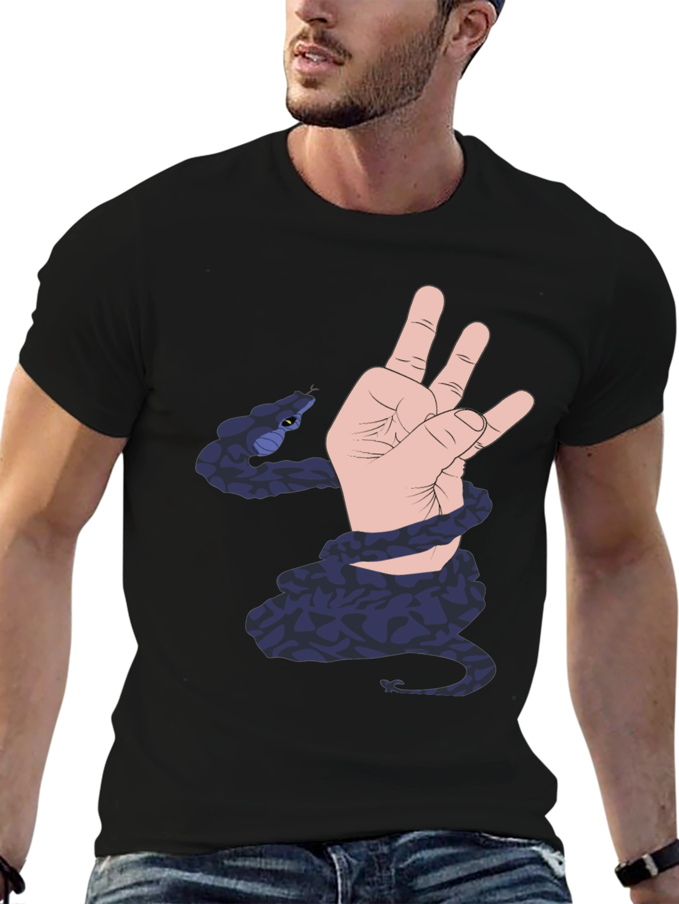 Snake Hand Graphic Black T-Shirt