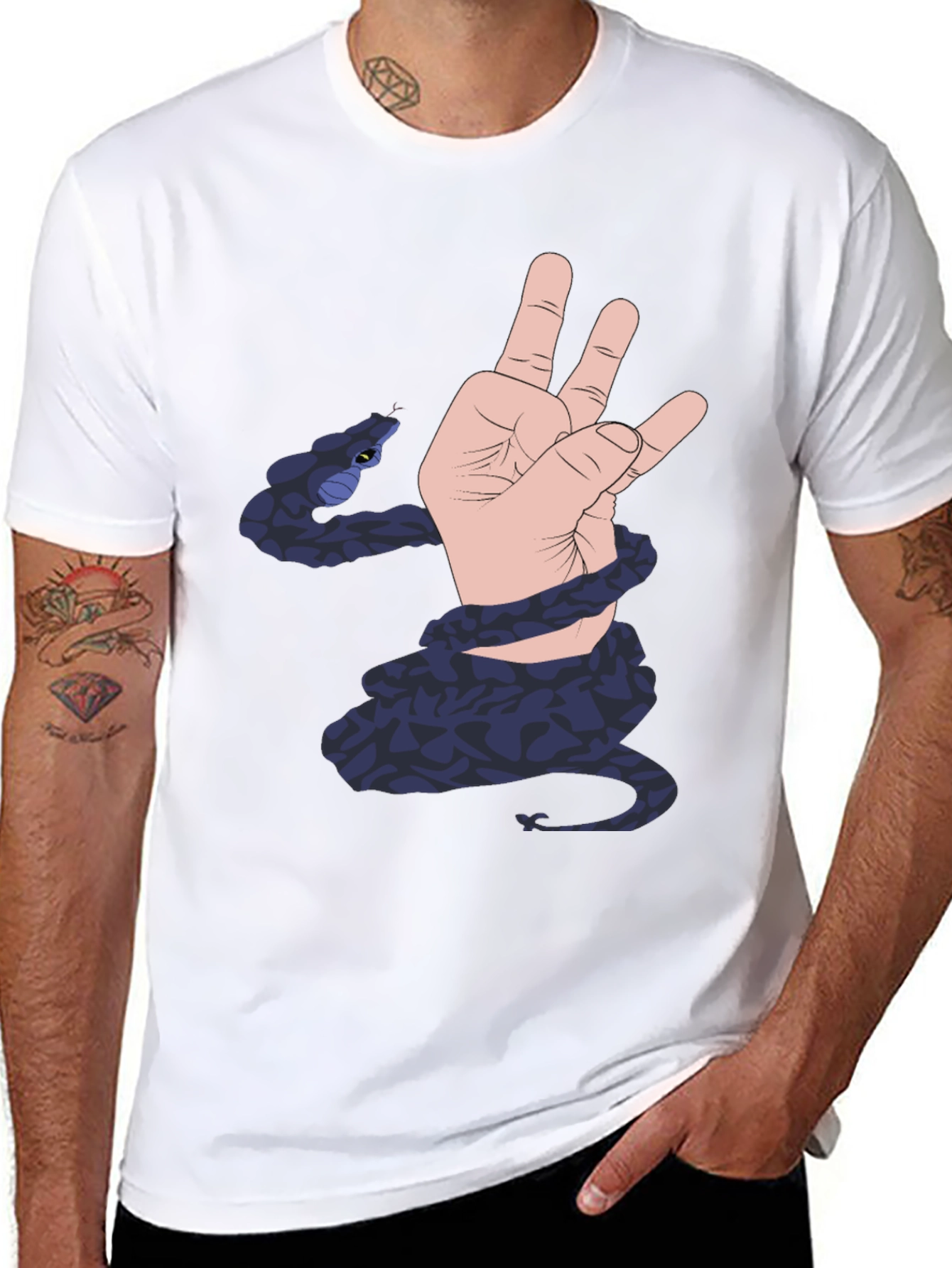 Snake Hand Graphic Black T-Shirt