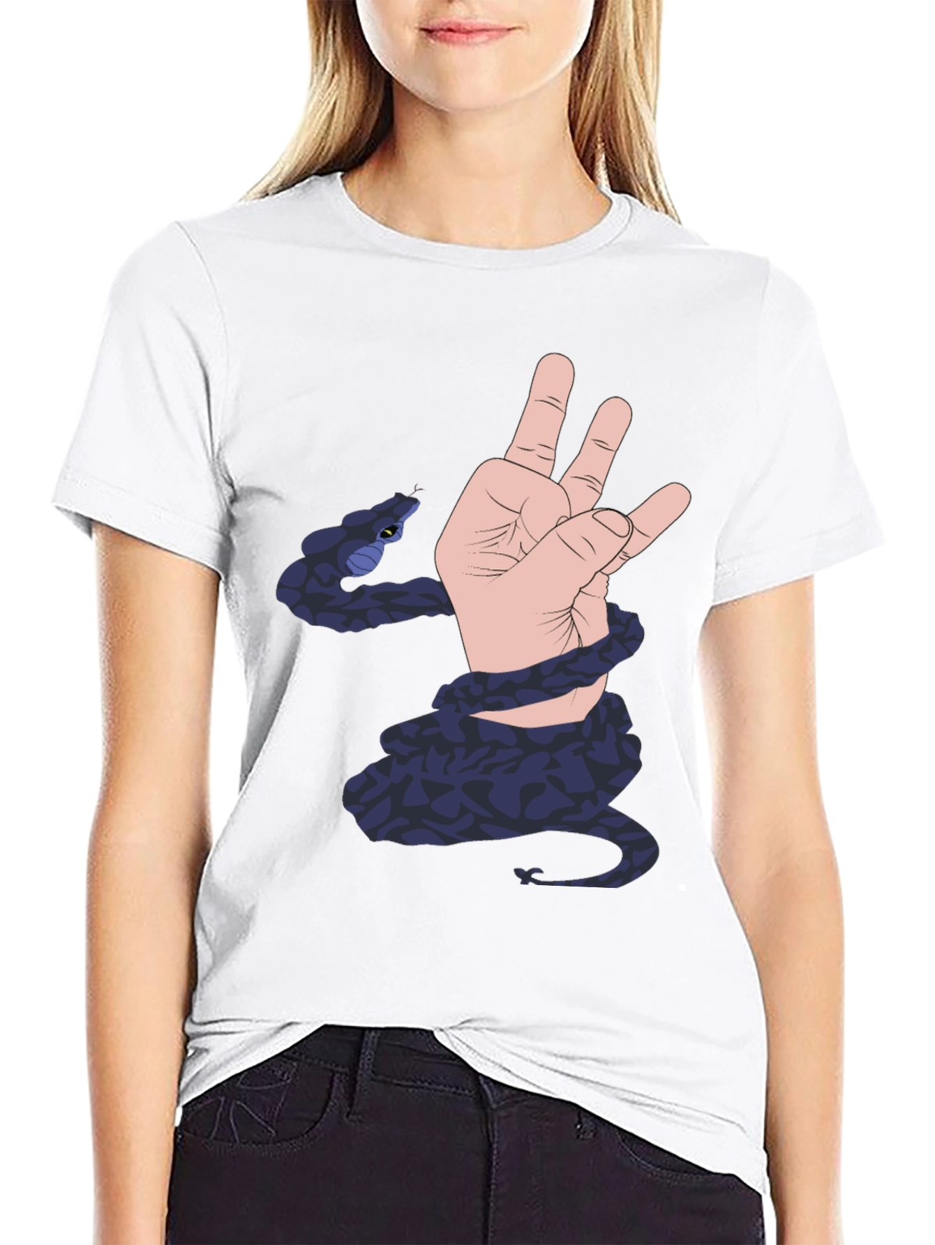 Snake Hand Graphic Black T-Shirt