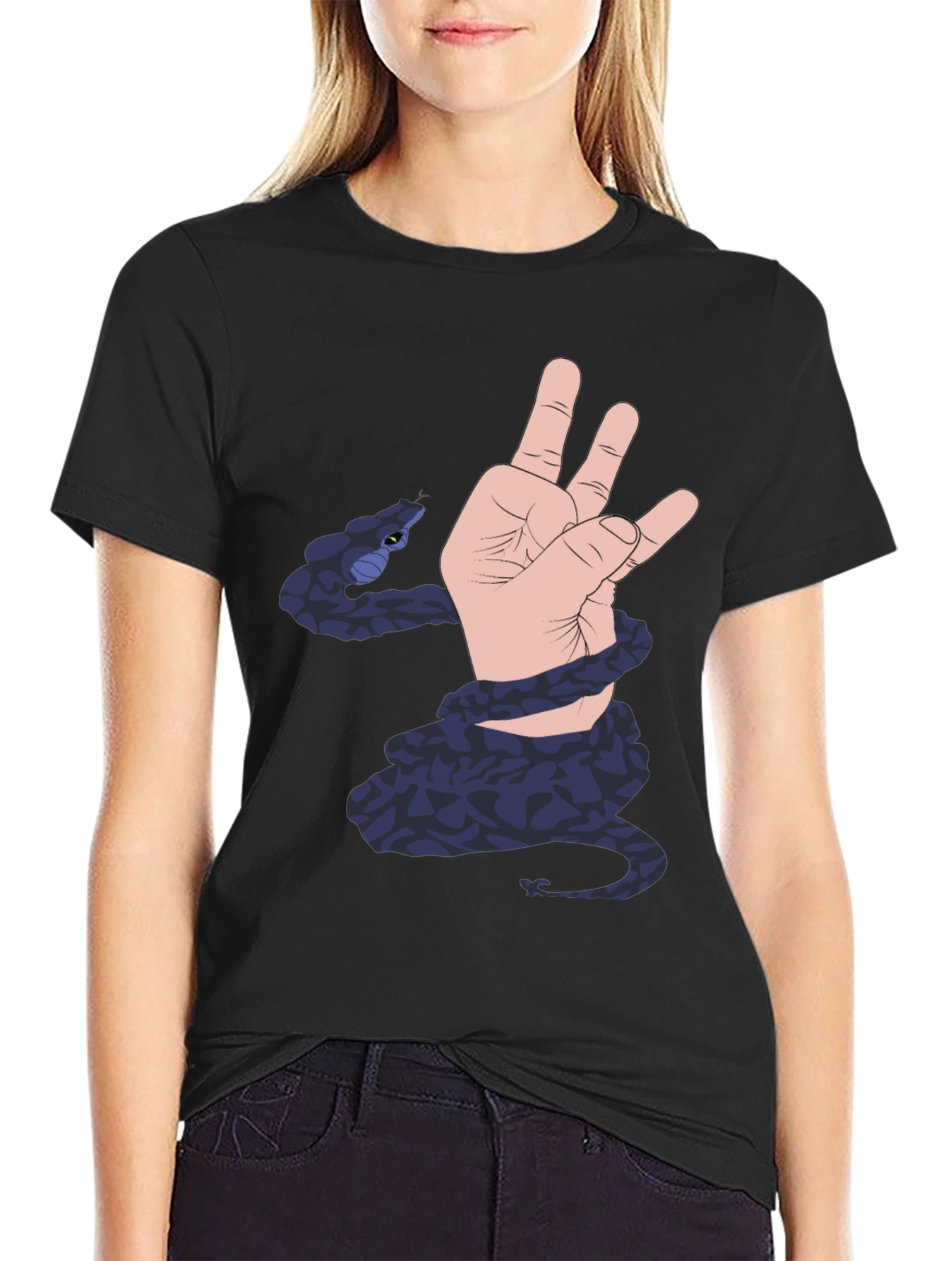 Snake Hand Graphic Black T-Shirt