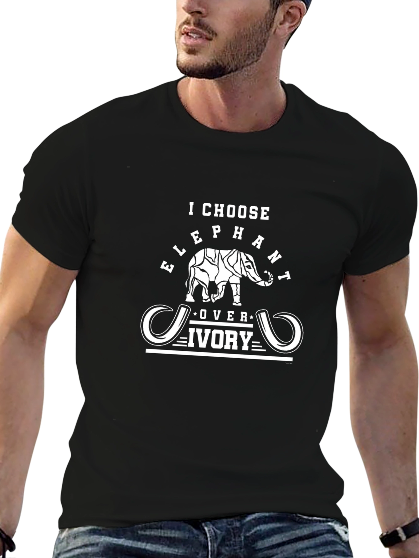 I Choose Elephant Over Ivory Black Graphic T-Shirt