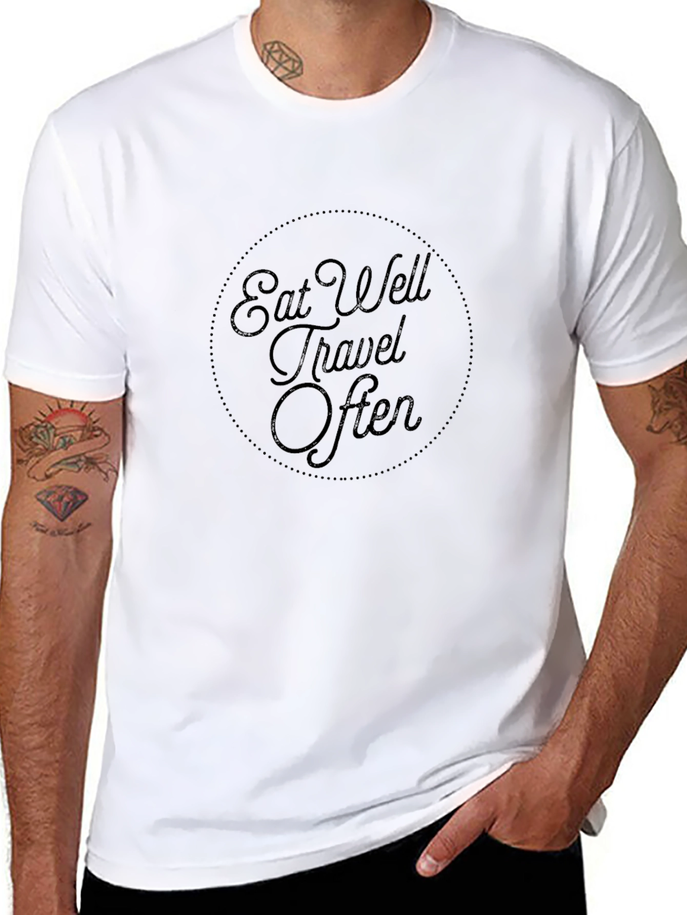 Eat Well Travel Often Black Graphic Tee