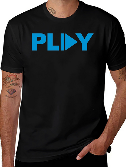 PLIIY Graphic Tee - Stylish Blue Print on Black