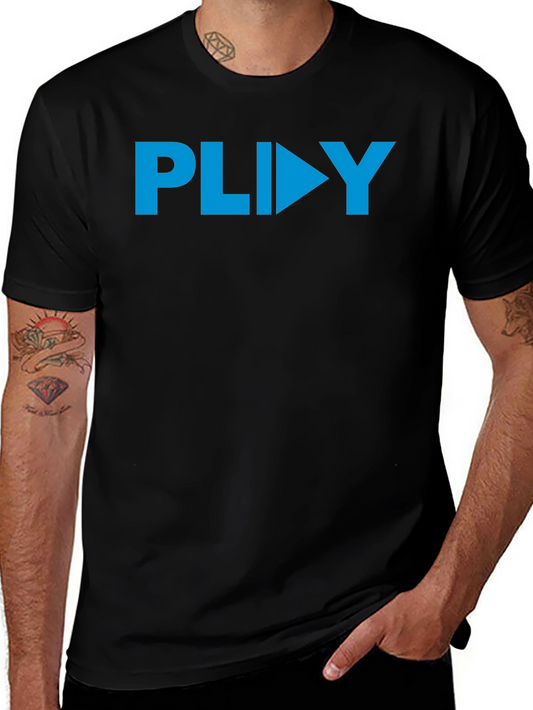 PLIIY Graphic Tee - Stylish Blue Print on Black