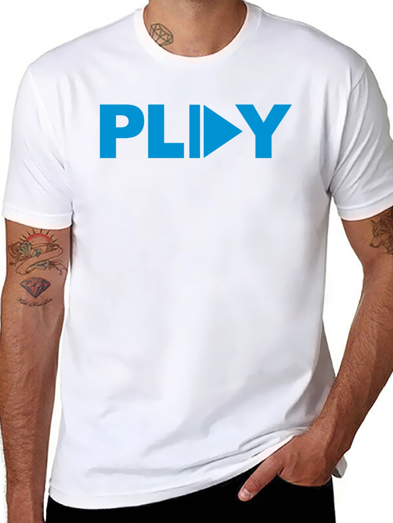 PLIIY Graphic Tee - Stylish Blue Print on Black