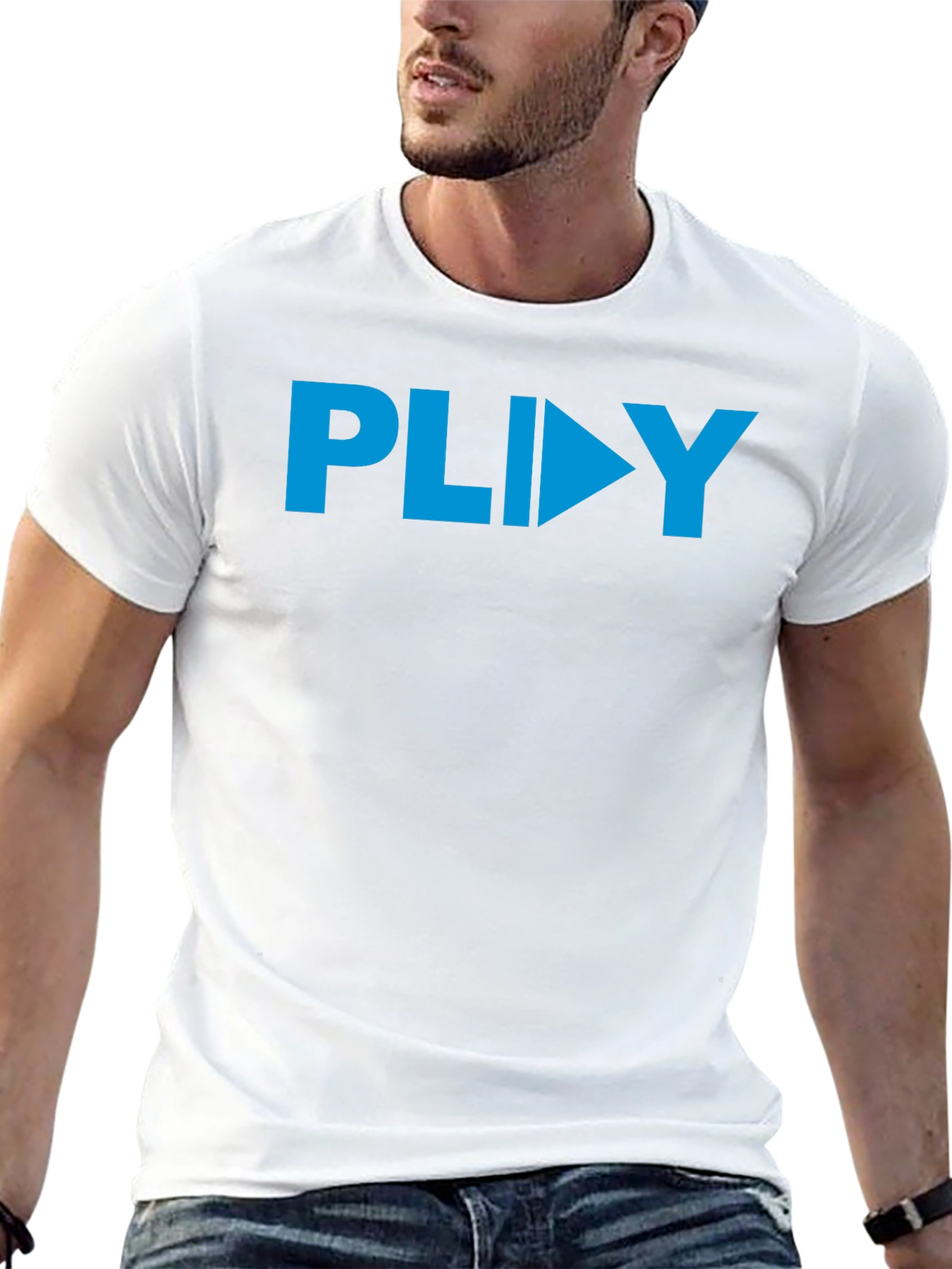PLIIY Graphic Tee - Stylish Blue Print on Black