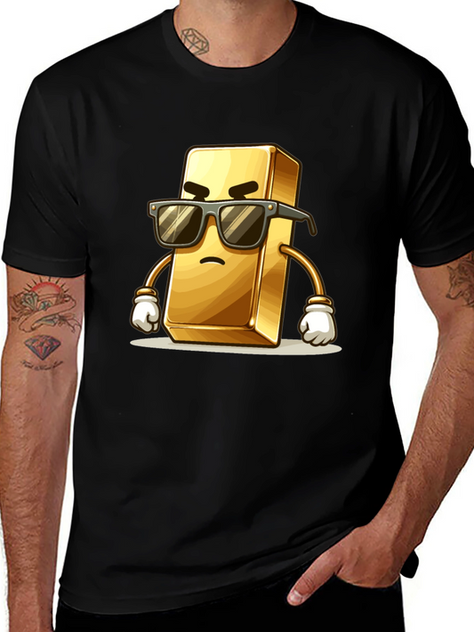 Cool Gold Bar Cartoon Graphic T-Shirt