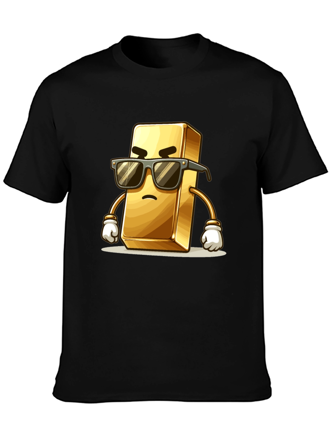 Cool Gold Bar Cartoon Graphic T-Shirt
