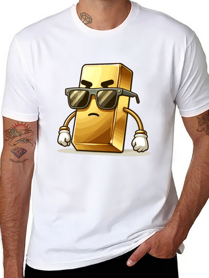 Cool Gold Bar Cartoon Graphic T-Shirt