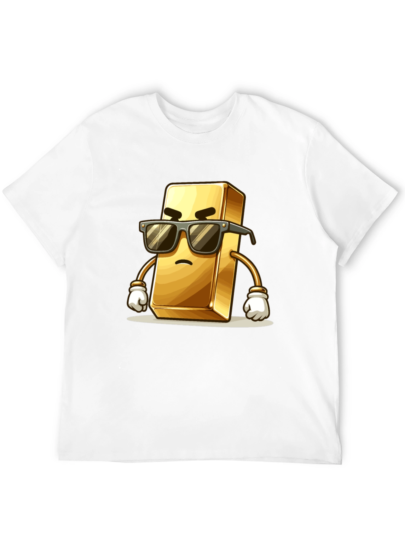 Cool Gold Bar Cartoon Graphic T-Shirt