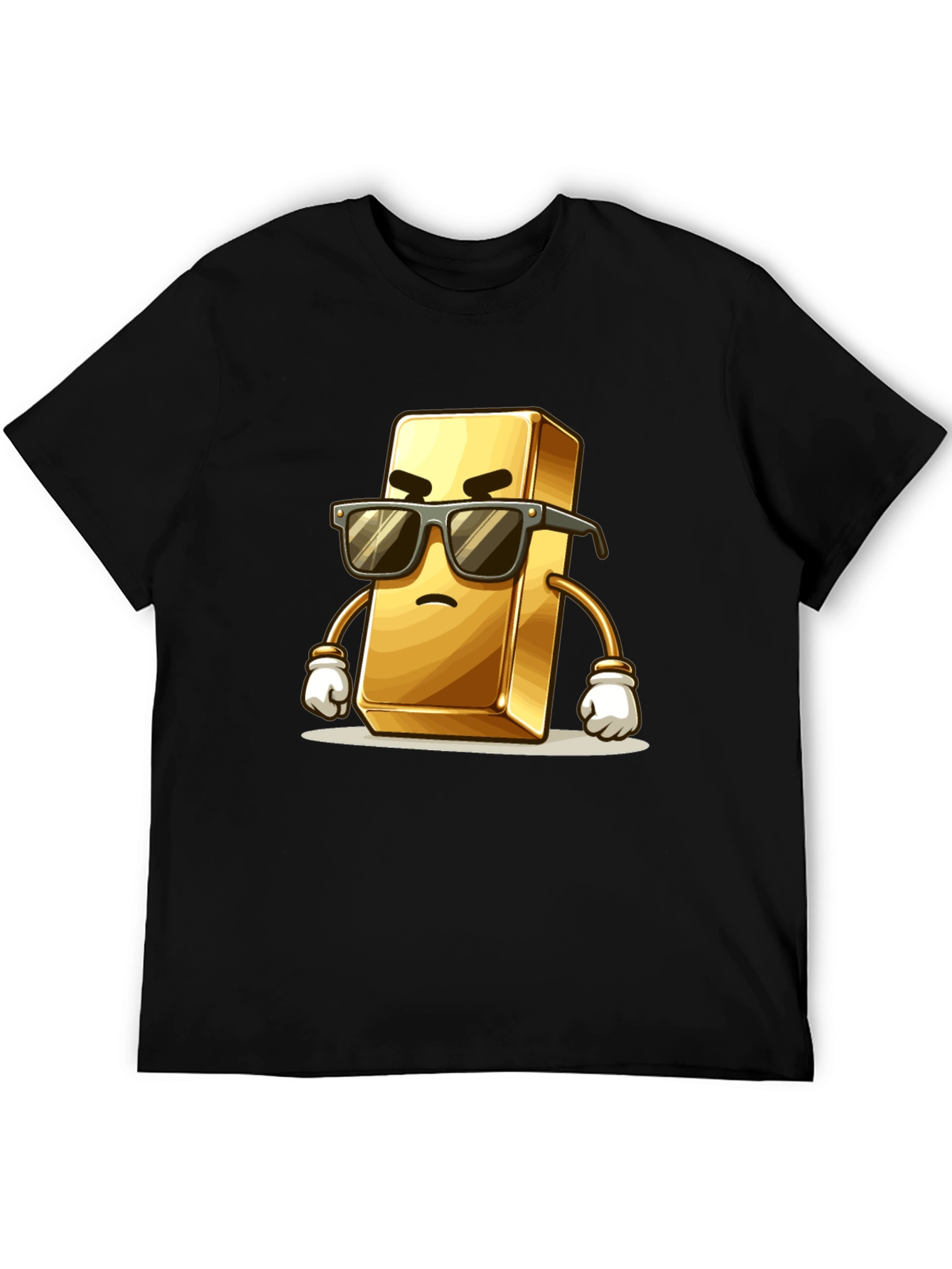 Cool Gold Bar Cartoon Graphic T-Shirt