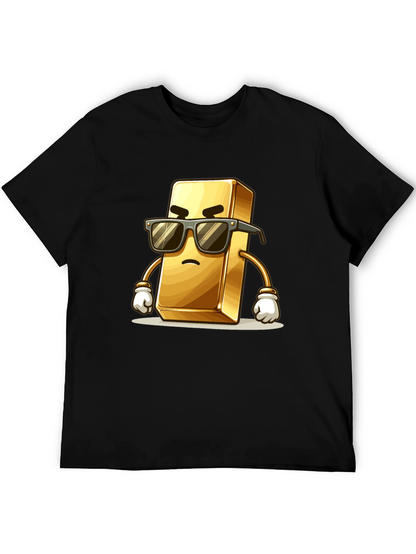 Cool Gold Bar Cartoon Graphic T-Shirt