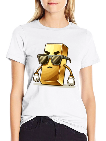 Cool Gold Bar Cartoon Graphic T-Shirt
