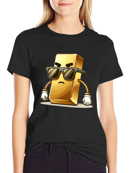 Cool Gold Bar Cartoon Graphic T-Shirt