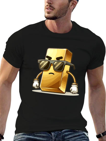 Cool Gold Bar Cartoon Graphic T-Shirt