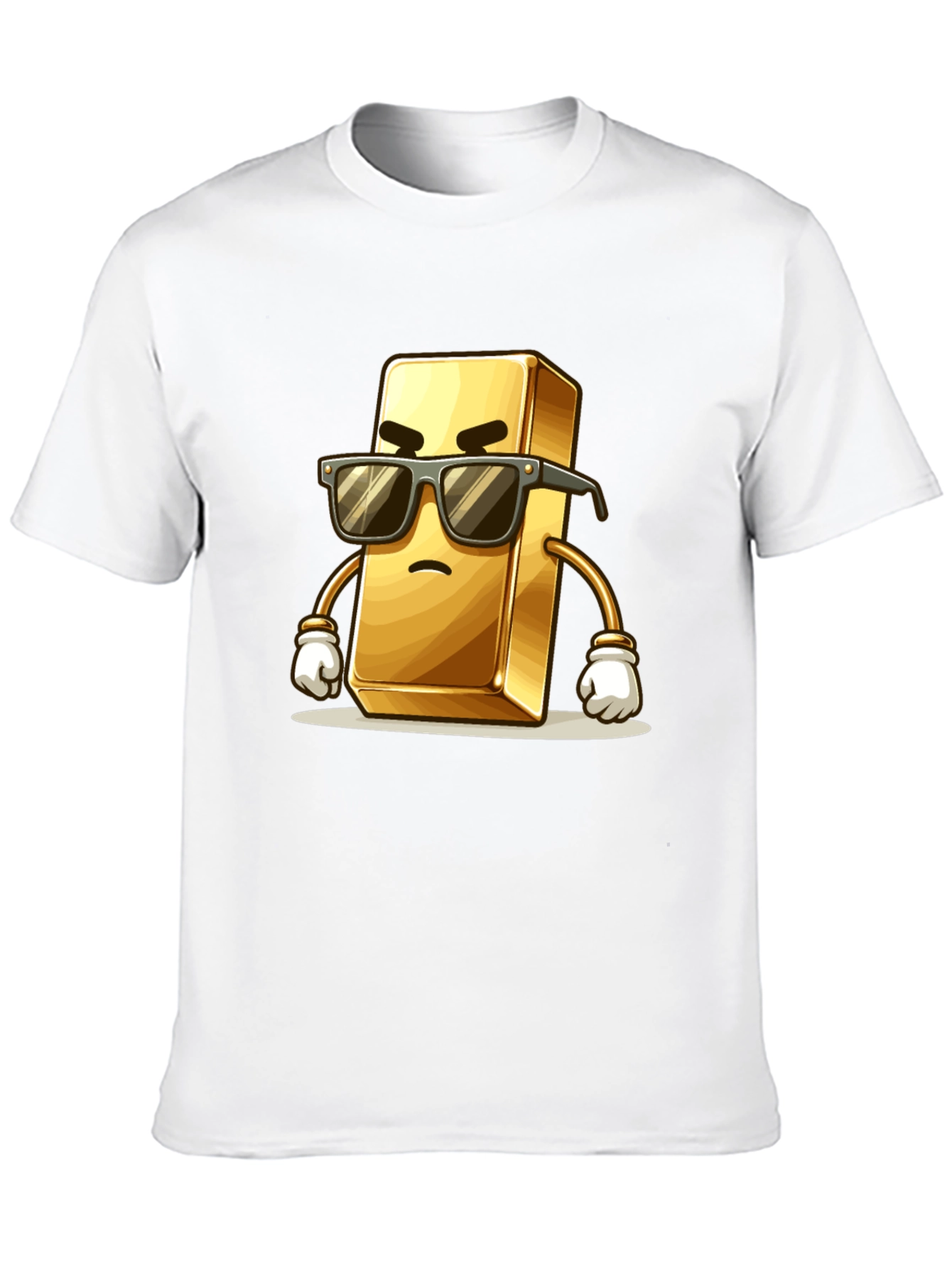 Cool Gold Bar Cartoon Graphic T-Shirt