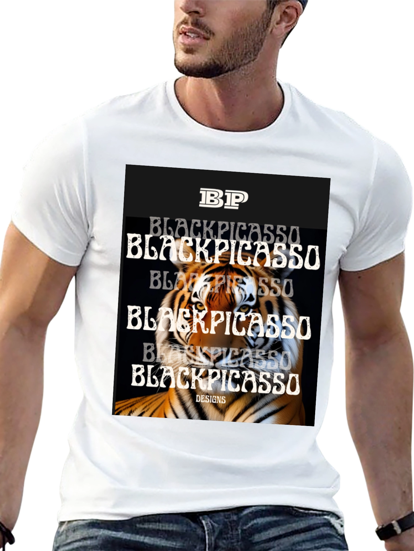 Black Picasso Tiger Graphic Tee
