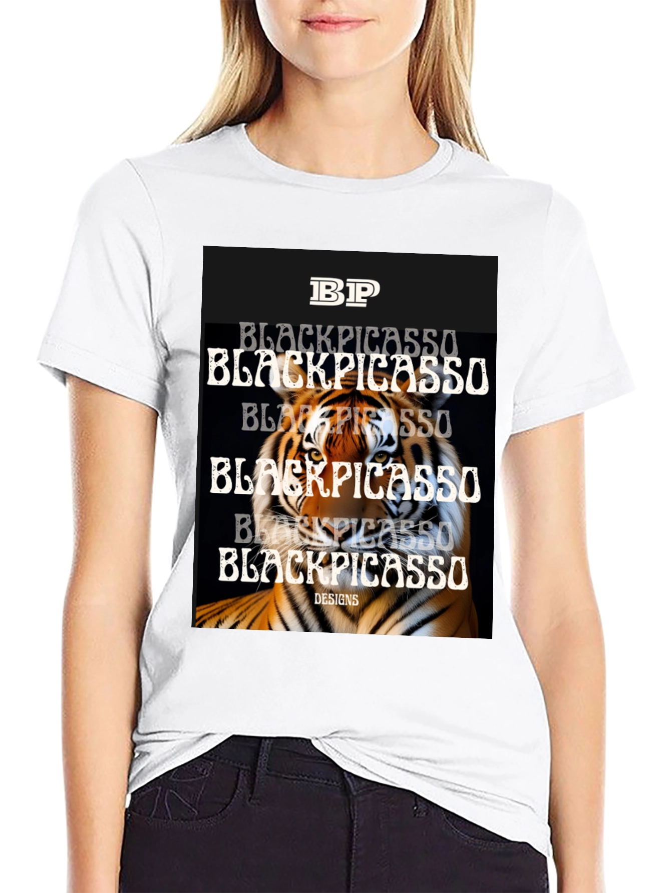 Black Picasso Tiger Graphic Tee