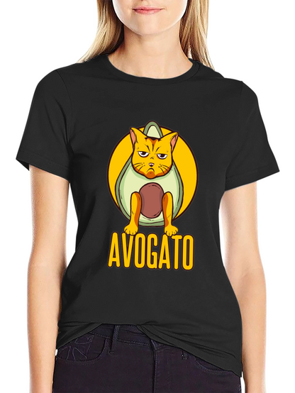 Avogato Black T-Shirt: Cat Avocado Pun