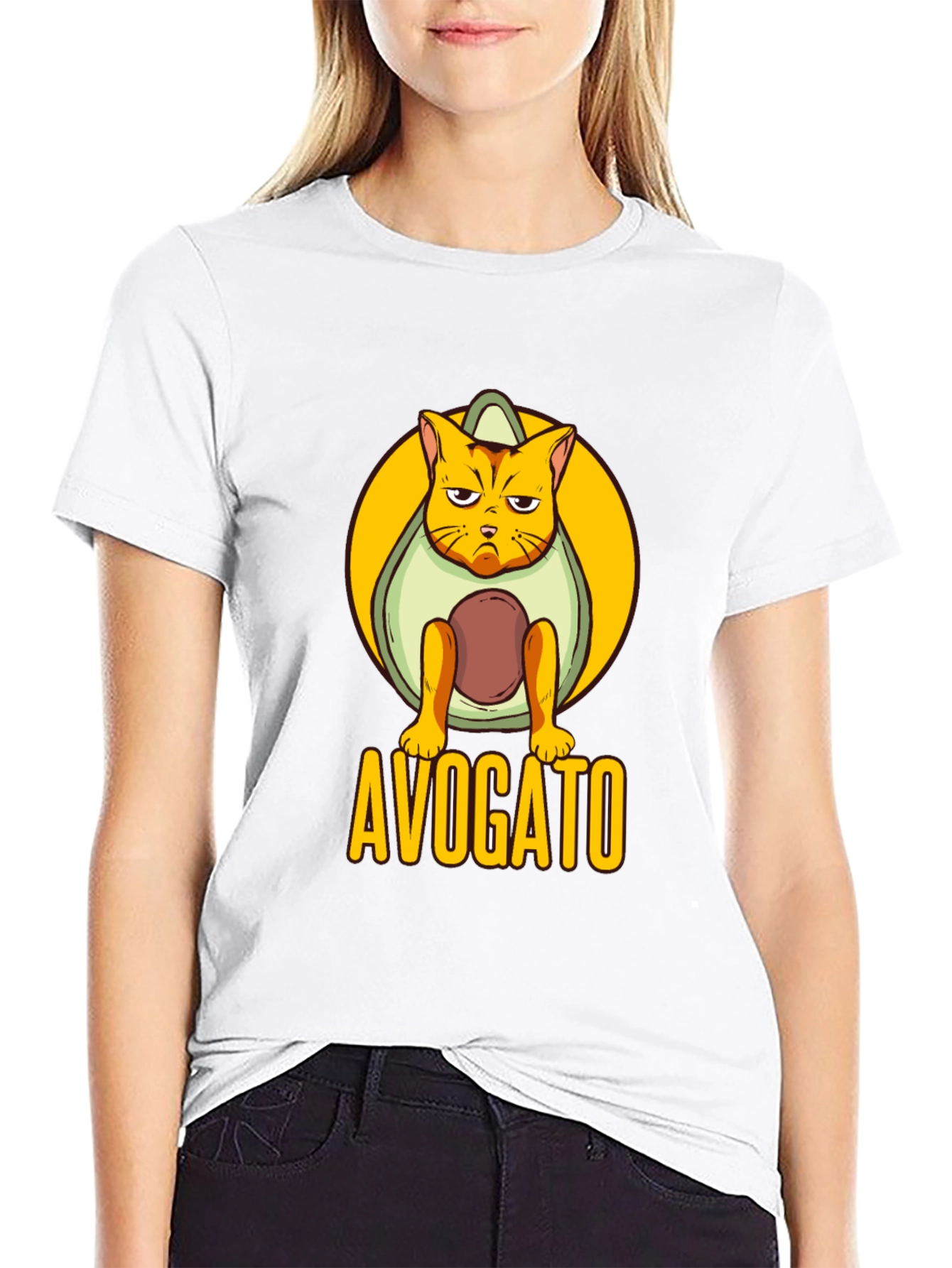 Avogato Black T-Shirt: Cat Avocado Pun