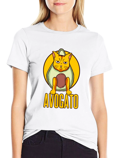 Avogato Black T-Shirt: Cat Avocado Pun