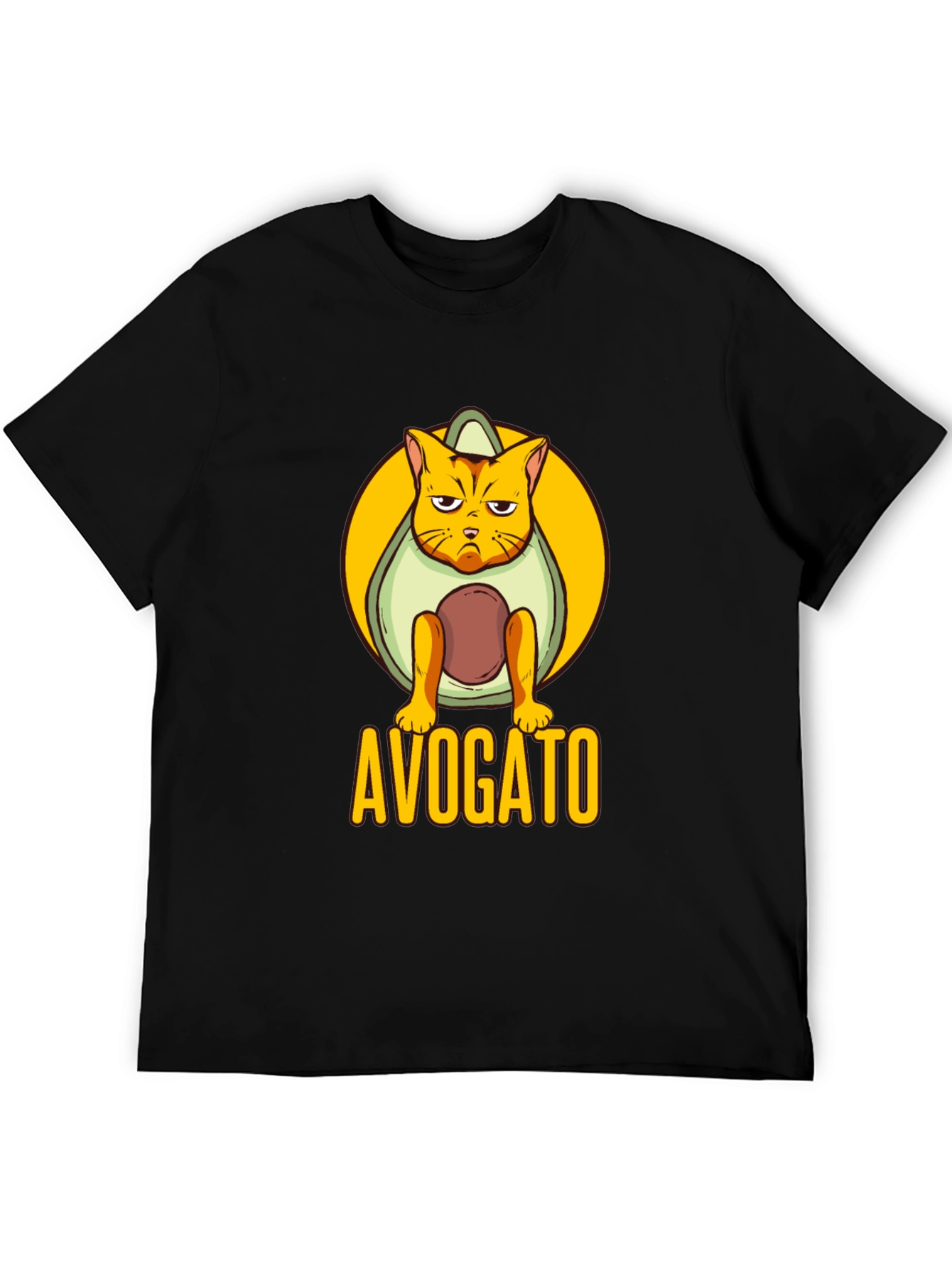 Avogato Black T-Shirt: Cat Avocado Pun